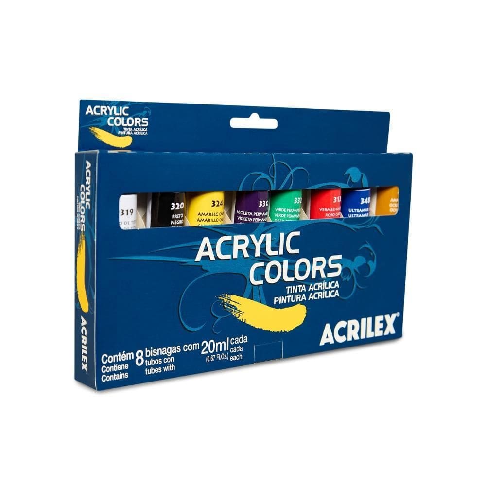 Estojo Tinta Acrilex Acrilica 08 Bisnagas 20Ml, 13108