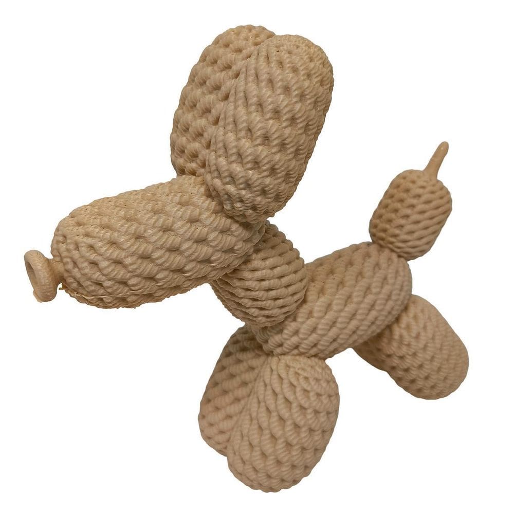 Cachorro Bexiga Tricô Crochê 3D Bege Enfeite