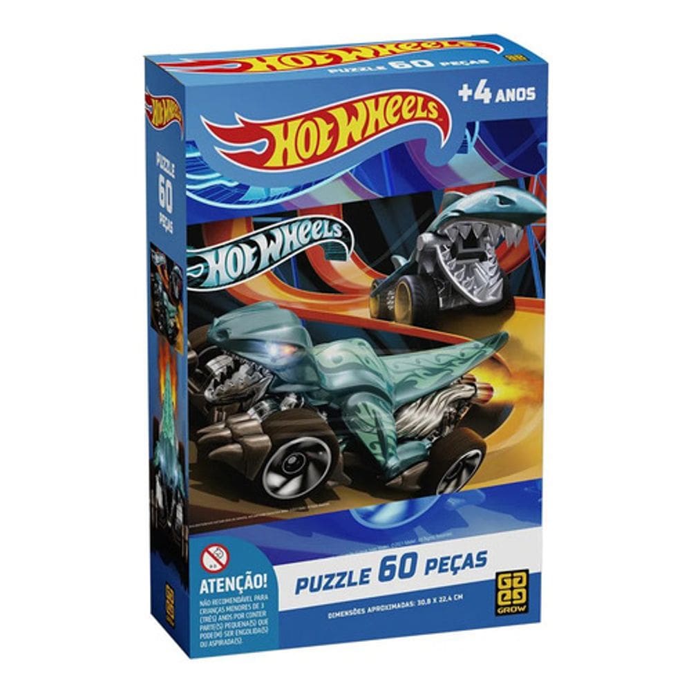 Quebra-Cabeça Hot Wheels - 60 Peças - Grow