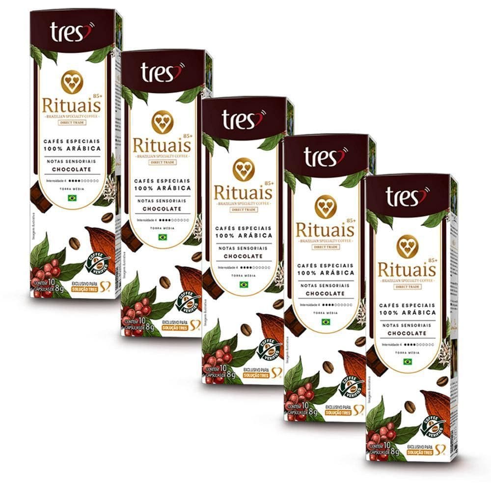 50 Cápsulas Café 3 Corações Rituais Chocolate