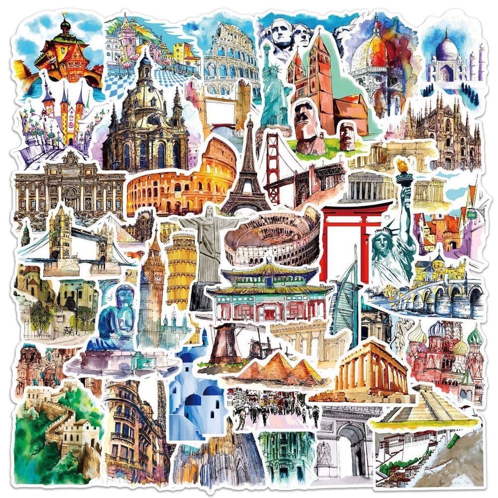 Adesivos Travel World Landmark Building Anime 50 unidades