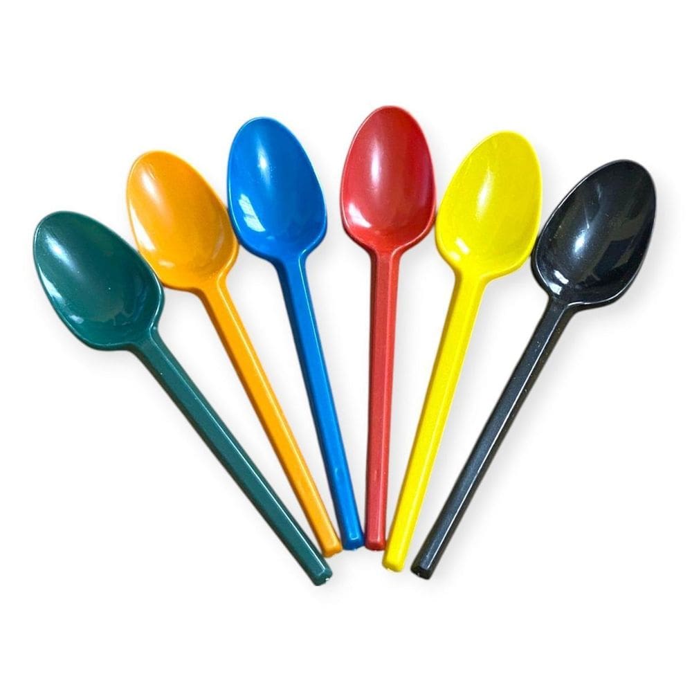 Kit Com 400 Colheres De Sobremesa Descartável Colorida Festa