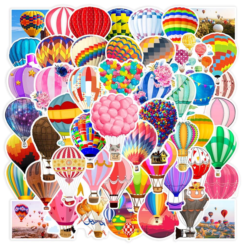 Adesivos Rainbow Hot Air Balloon Anime 50 unidades de PVC impermeável