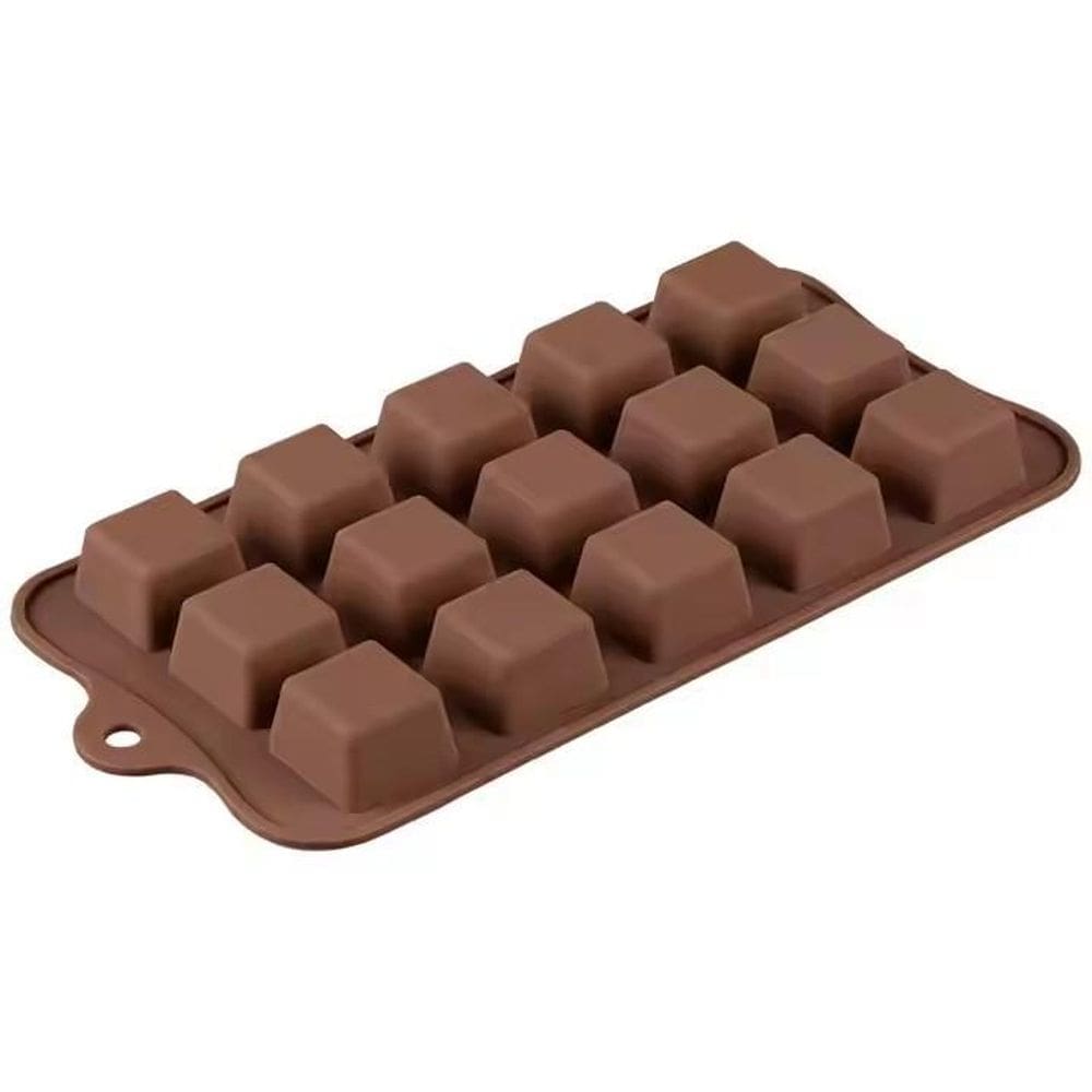 Forma Molde Silicone Chocolate Bombom Doces Quadrados 21Cm