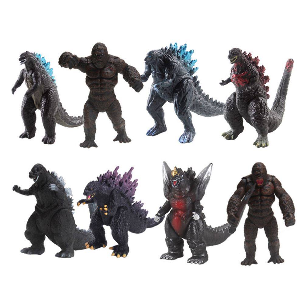 Coleção de brinquedos de figuras de anime Kong Godzilases 9 cm 280 g 8 unidades