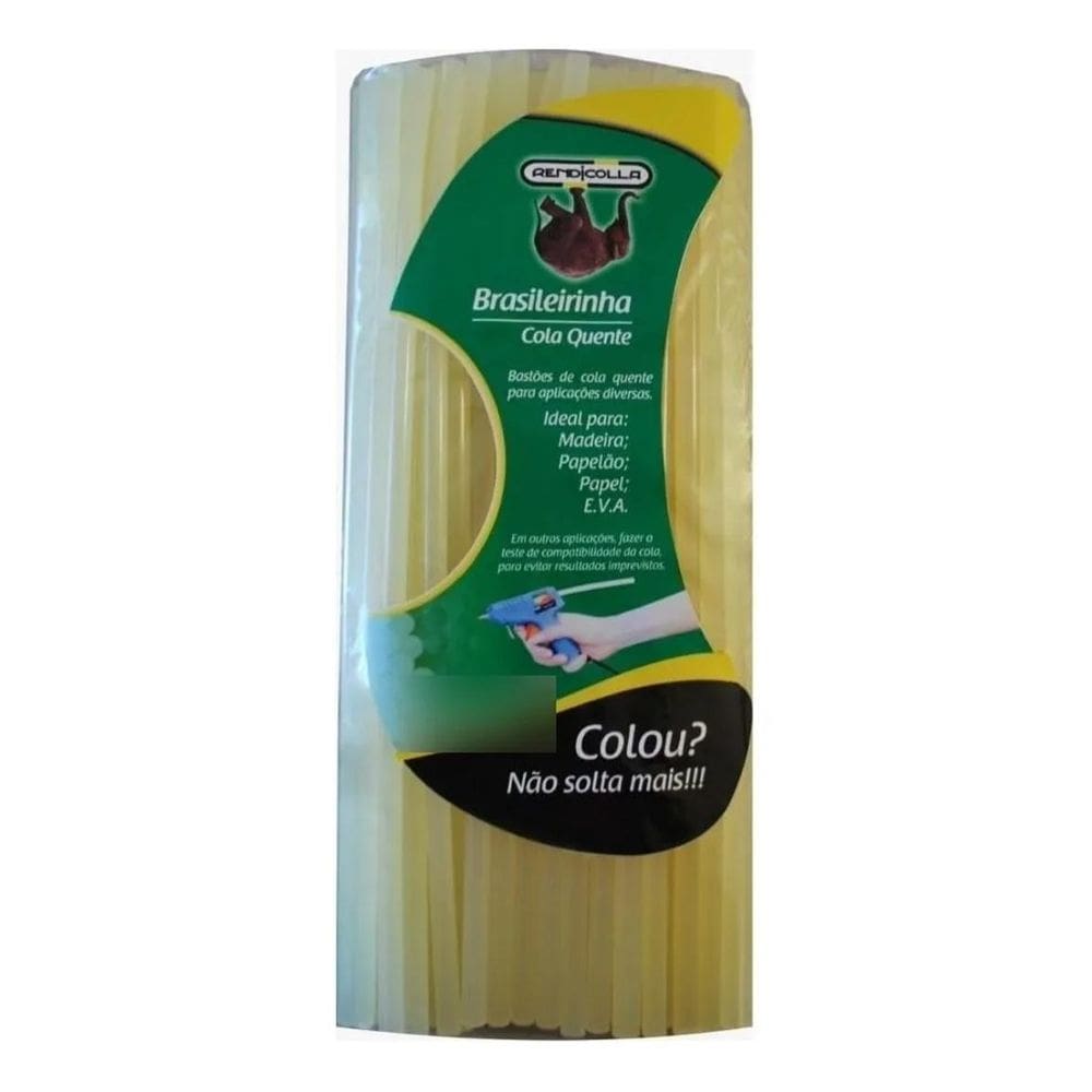 2X Bastão Cola Quente Rendicolla Brasileirinha Fina 7,5 Mm 1