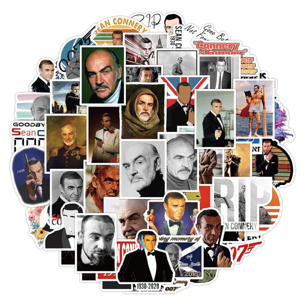 Adesivo Anime Sean Connery Vinyl Cartoon 50 unidades à prova d`água