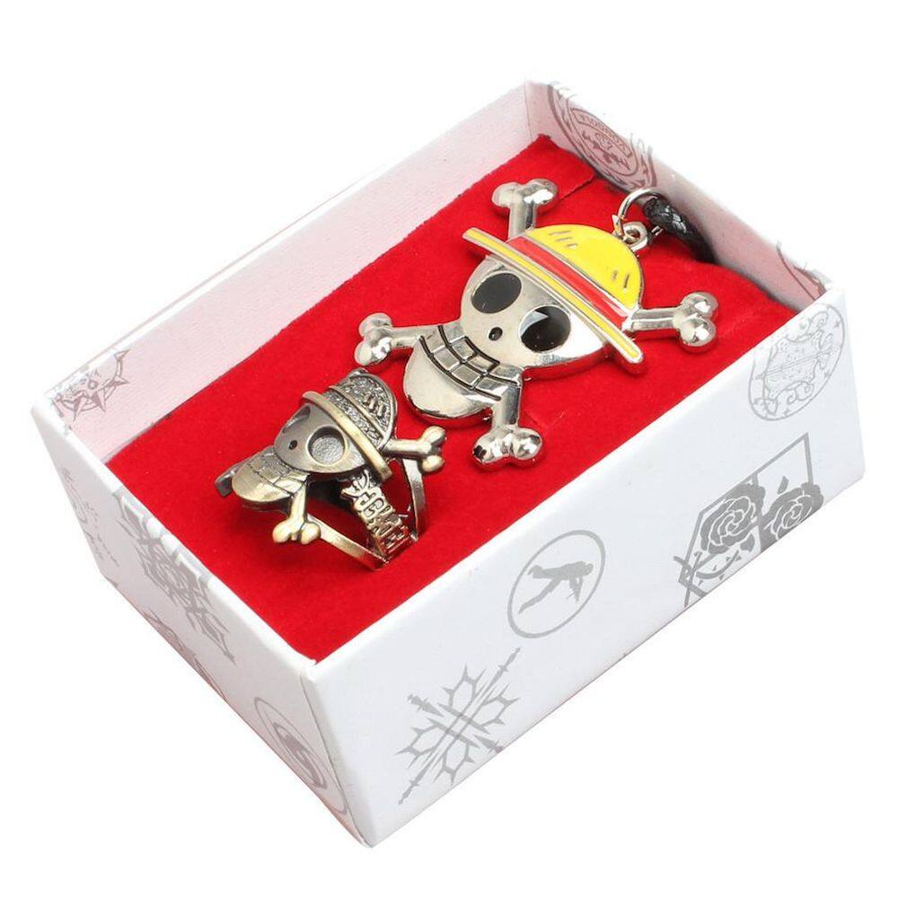 Conjunto de colar e anel Anime Alloy para crianças de 8 anos ou mais