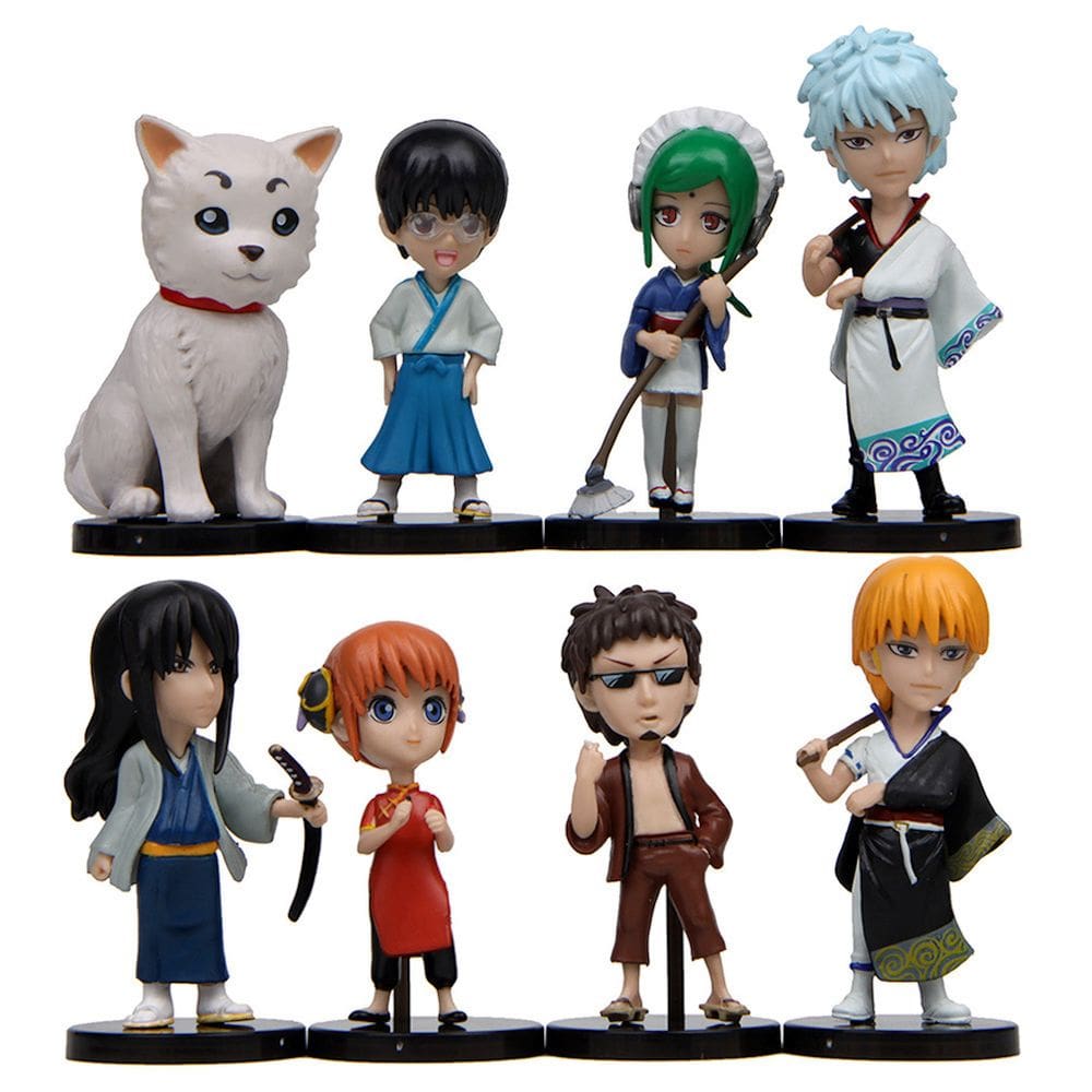 Coleção de brinquedos de figuras de anime Gintamas Sakata Gintoki 8 unidades
