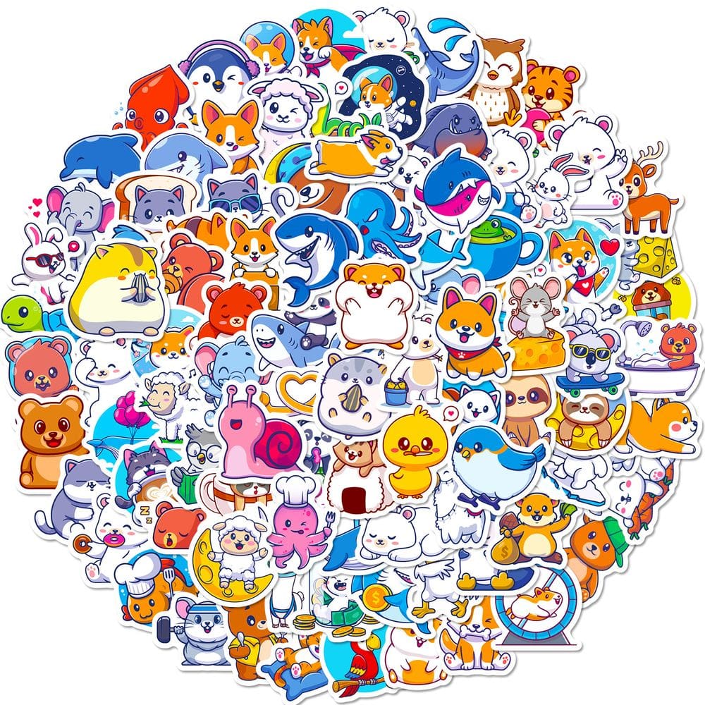 Pacote de adesivos Whale Animal, vinil impermeável, 100 unidades