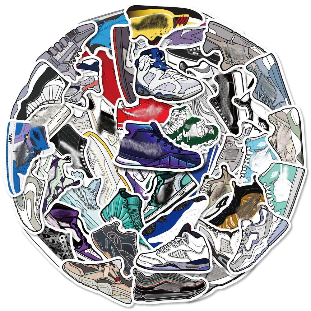 Pacote de adesivos, tênis, anime, vinil impermeável, 50 unidades