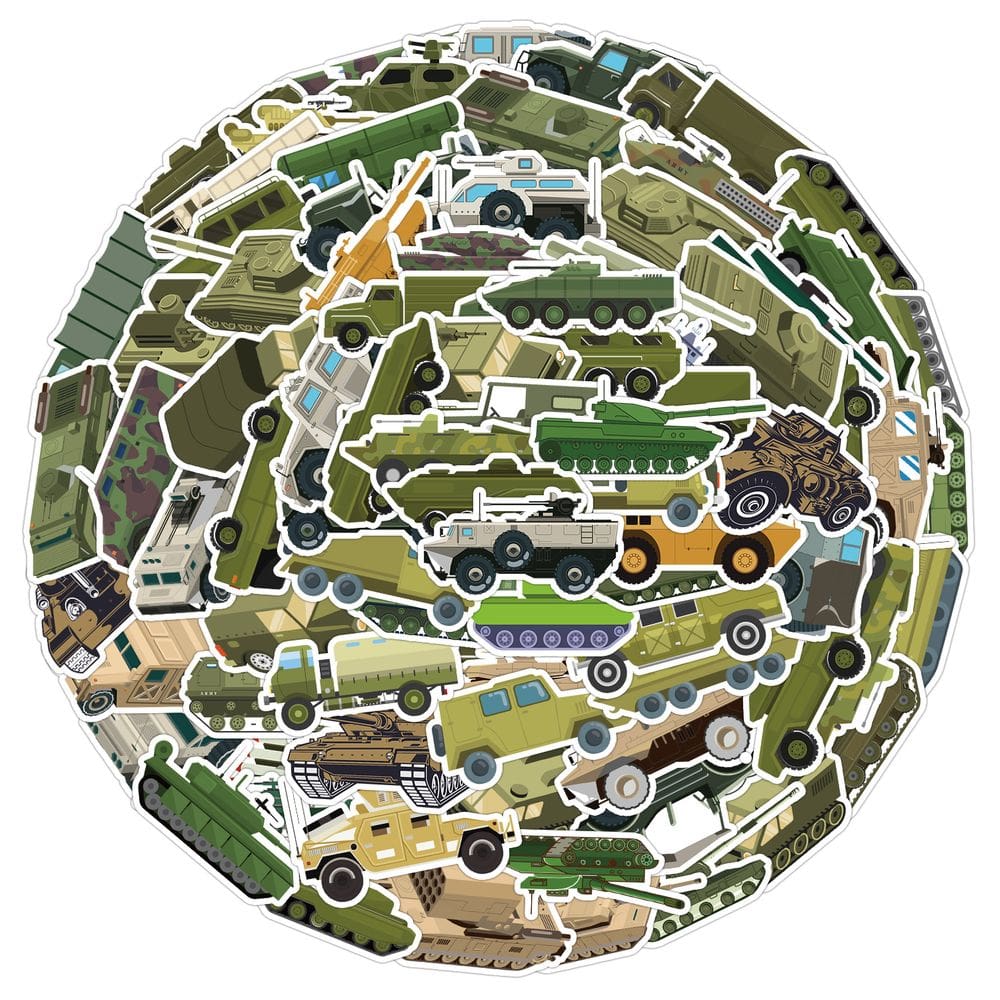 Pacote de adesivos Military Car Anime, vinil impermeável, 100 unidades