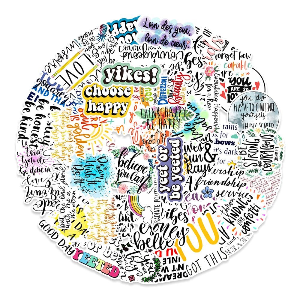 Pacote de adesivos em inglês, frases em inglês, anime, vinil impermeável, 100 unidades