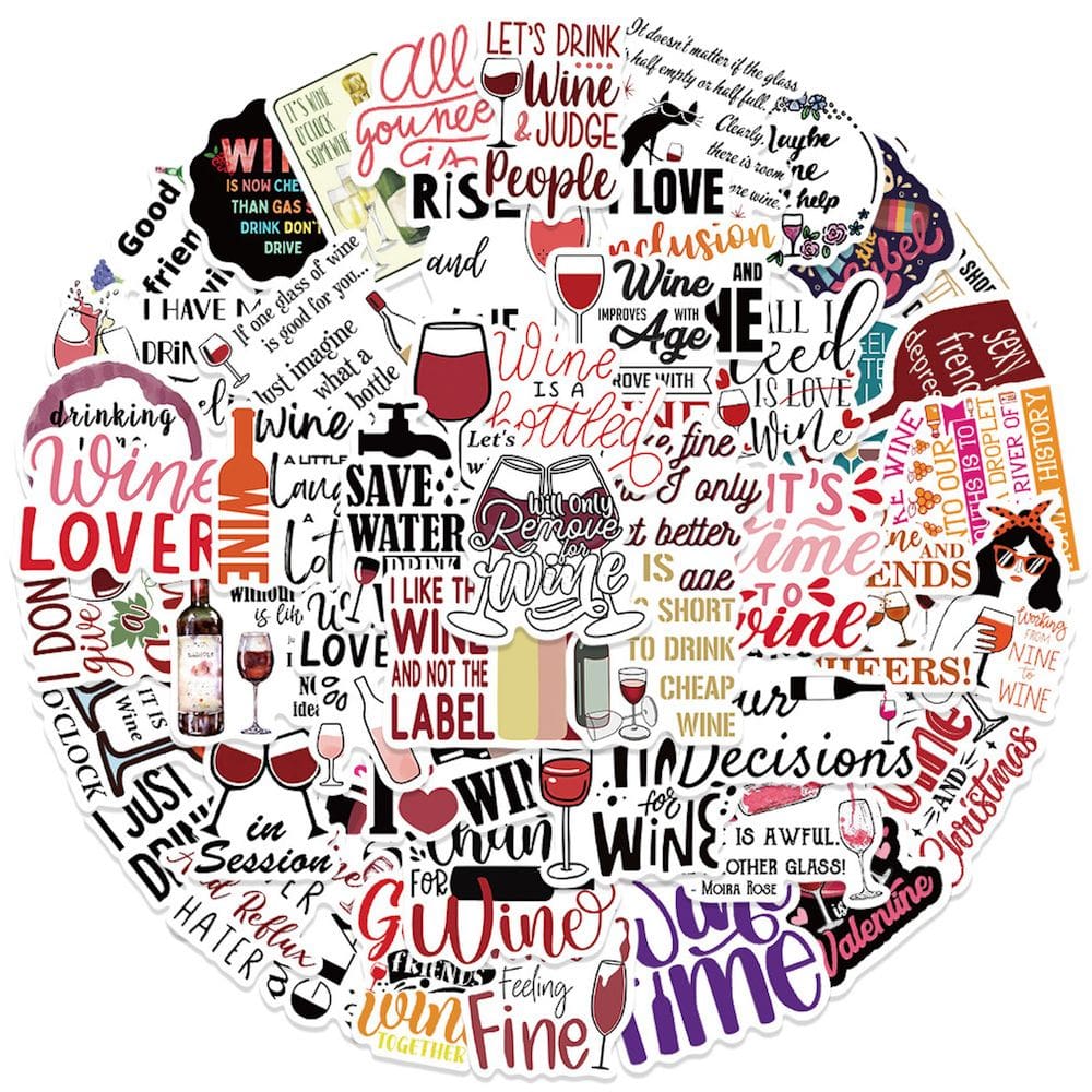 Pacote de adesivos Wine Quotes Anime, 50 unidades de desenho animado decorativo