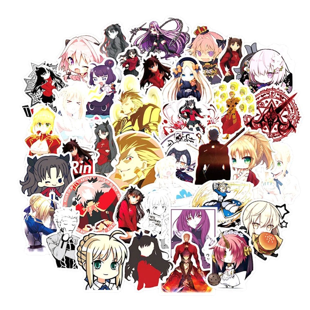 Pacote de adesivos Fate/Stays Nights Anime, vinil impermeável, 50 unidades