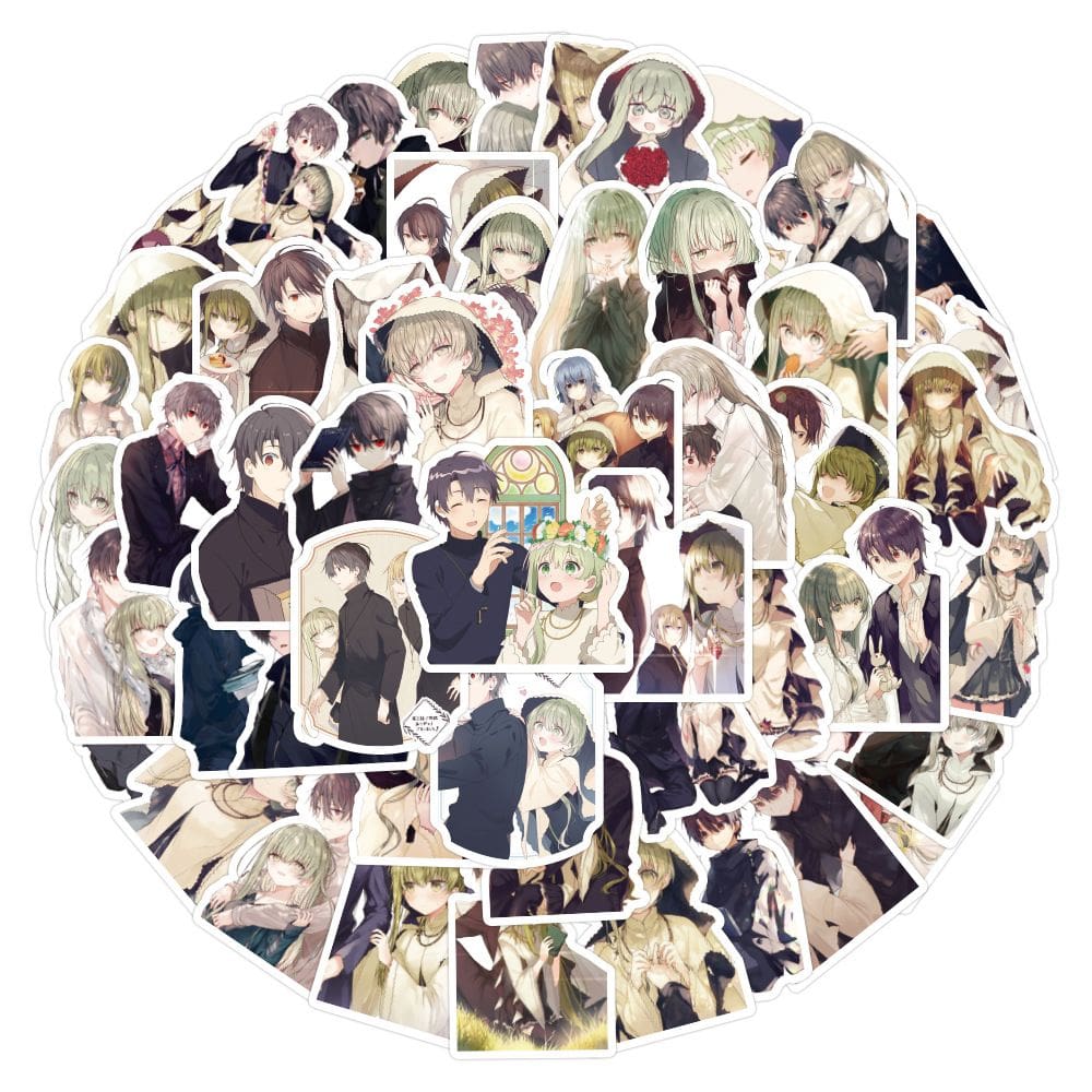 Pacote de adesivos White Saint And Black Priest Anime Water 50 unidades