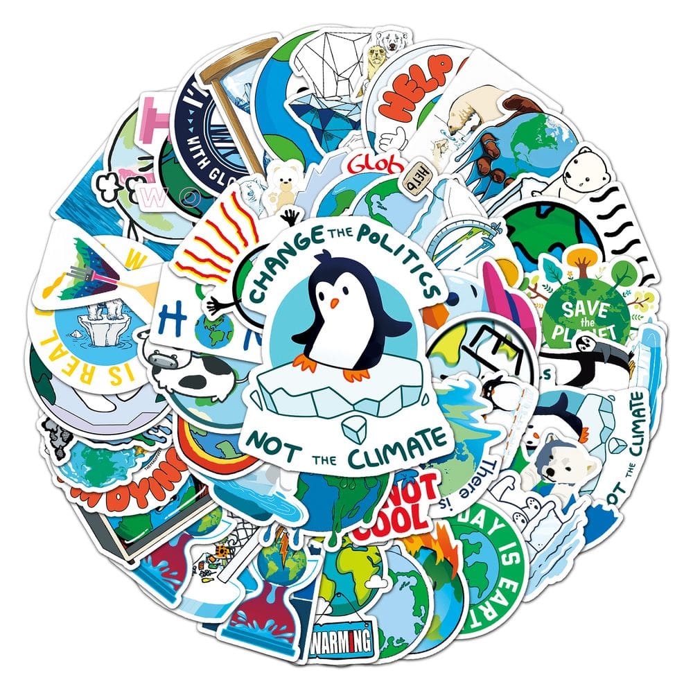 Pacote de adesivos Global Climate Warming Anime Waterproof 50 unidades