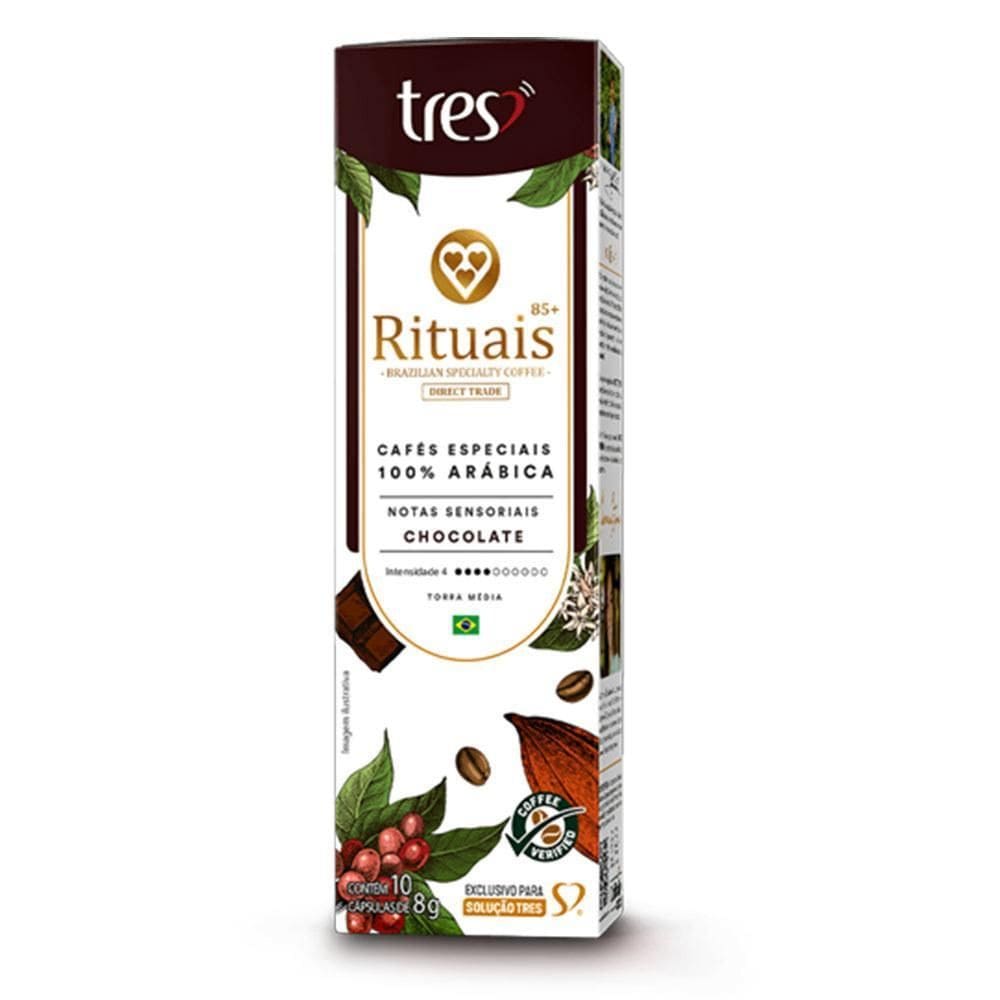 10 Cápsulas Café 3 Corações Rituais Chocolate