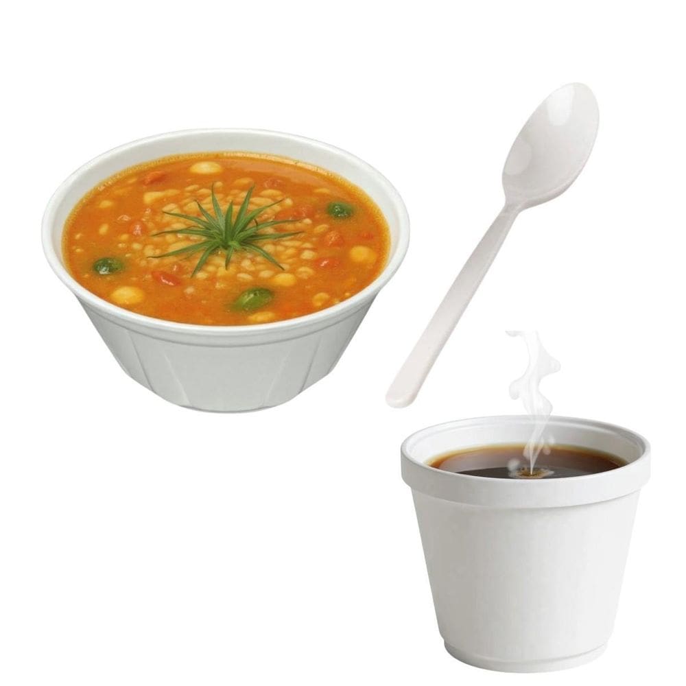 Kit 100 Cumbuca Isopor +Colheres+ Copos Isopor Para Festas