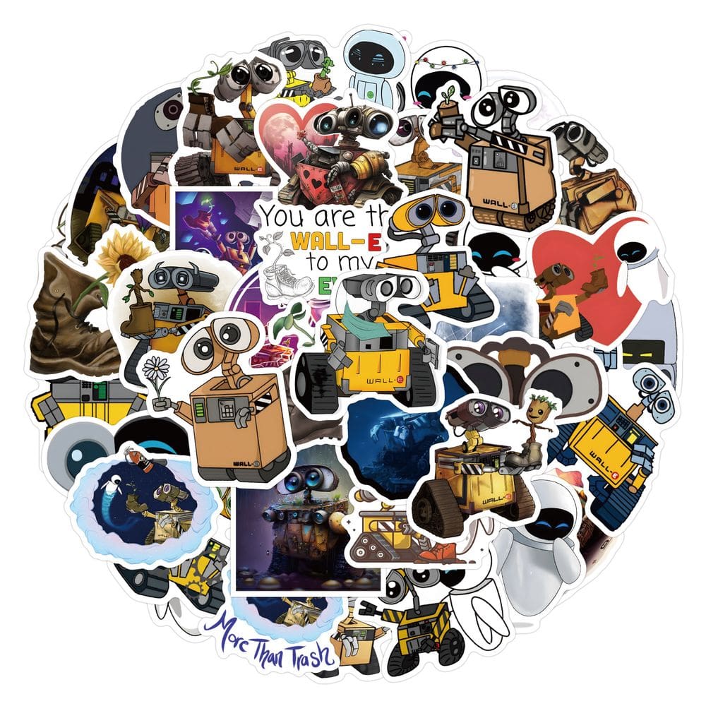 Adesivos Robot Walles, vinil impermeável, pacote de 50 unidades
