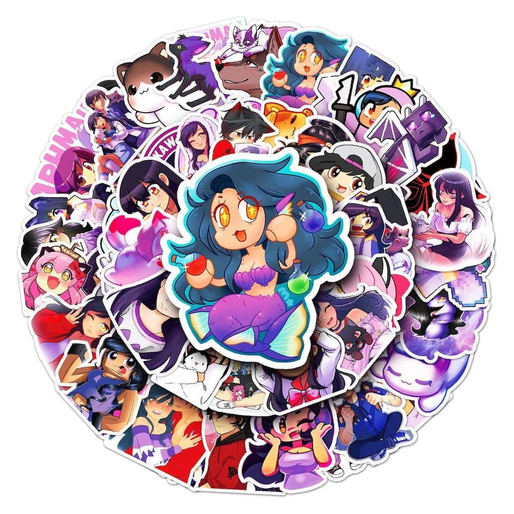 Pacote de adesivos Aphmaus Anime, 50 unidades de adesivos decorativos de desenhos animados