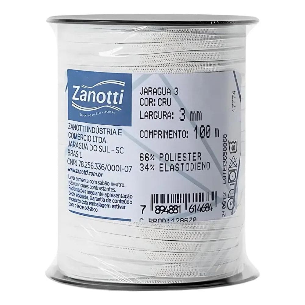2X Elastico Chato Mascara Zanotti Rolo 3Mm X 100M - Branco D