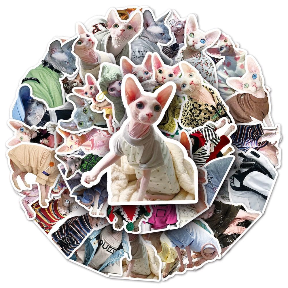 Adesivos Sphynx Cats Anime Cartoon 50 unidades de PVC impermeável