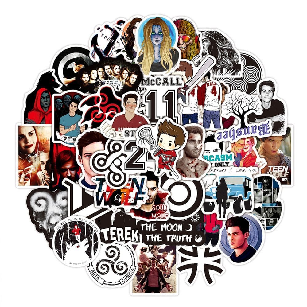 Adesivos Teel Wolf Anime Cartoon 50 unidades de PVC impermeável