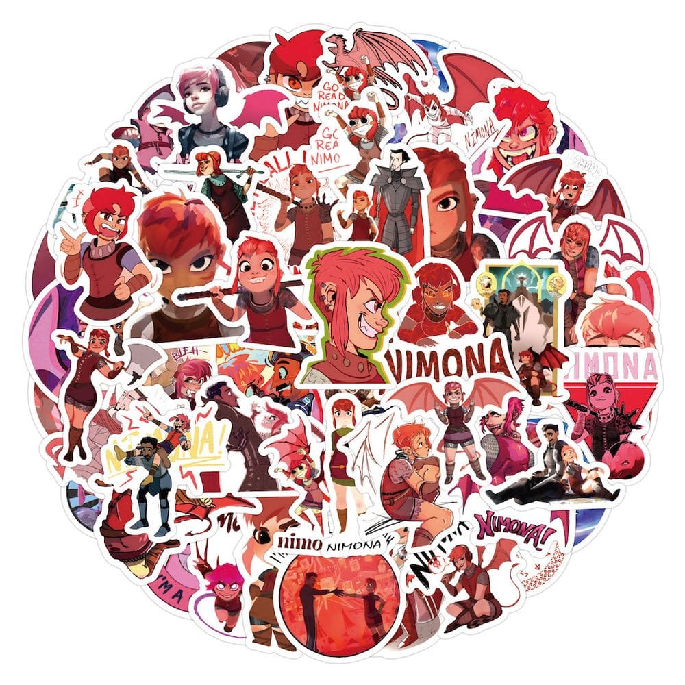 Pacote de adesivos Nimonas Anime, 60 unidades de adesivos decorativos de desenhos animados