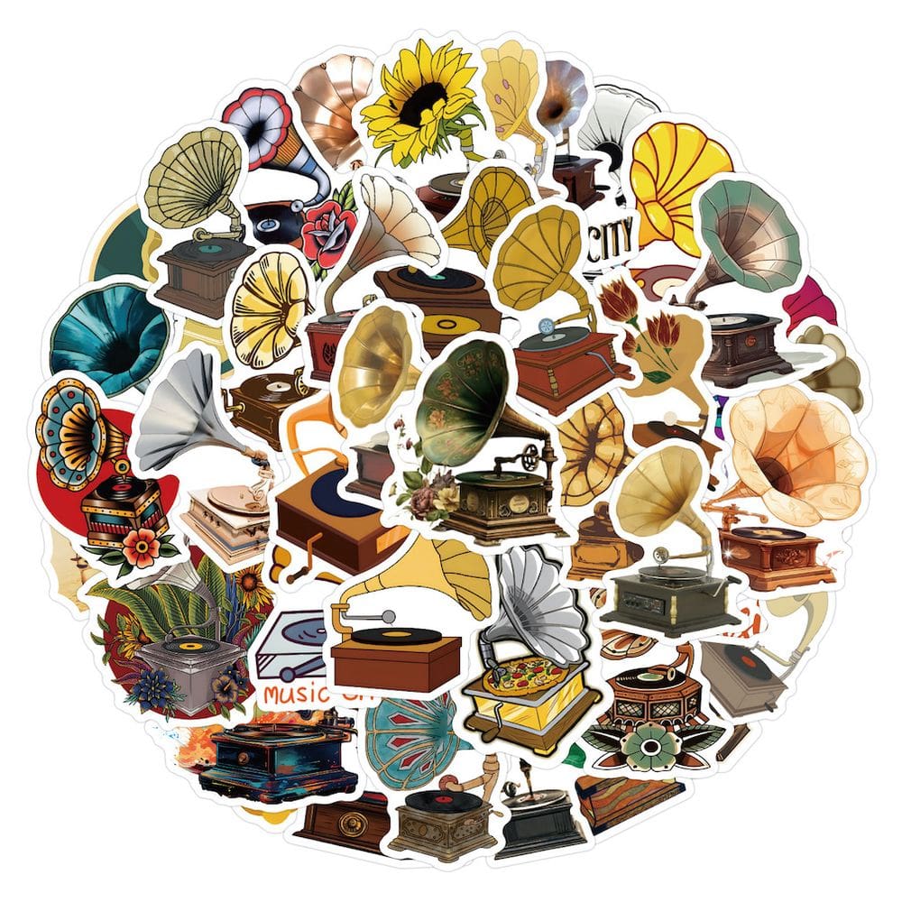 Pacote de adesivos Gramophone Anime 50 unidades de desenho animado decorativo