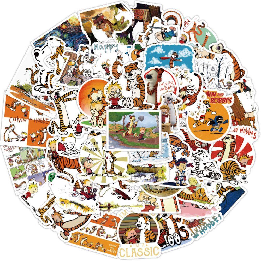 Pacote de adesivos Calvins Hobbes Anime 50 unidades de 5-8 cm