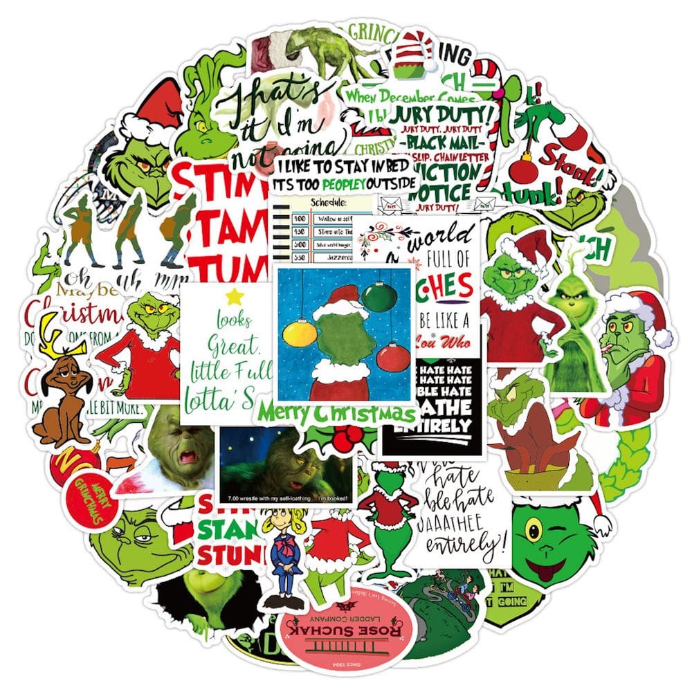 Pacote de adesivos Grinchs Anime, 50 unidades de adesivos decorativos de desenhos animados