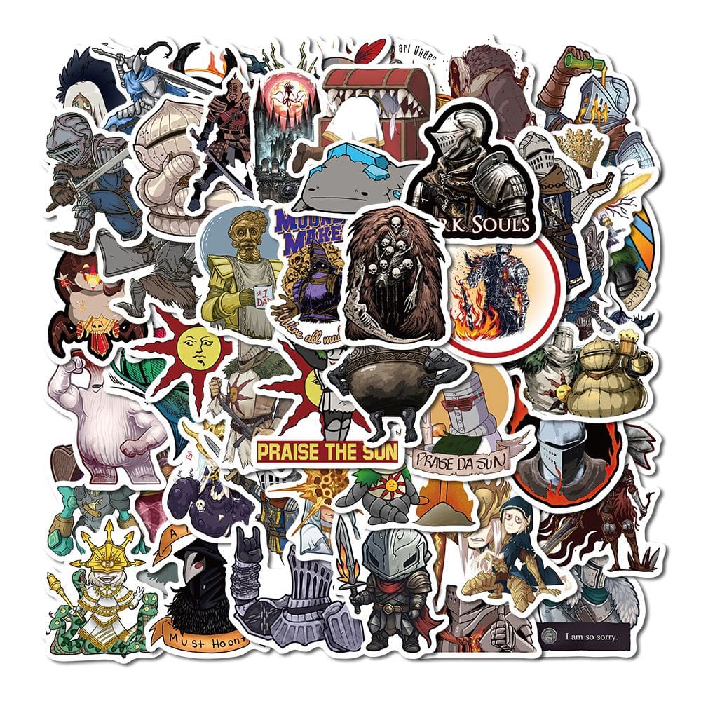 Adesivos Dark Souls, vinil impermeável, anime, 50 unidades