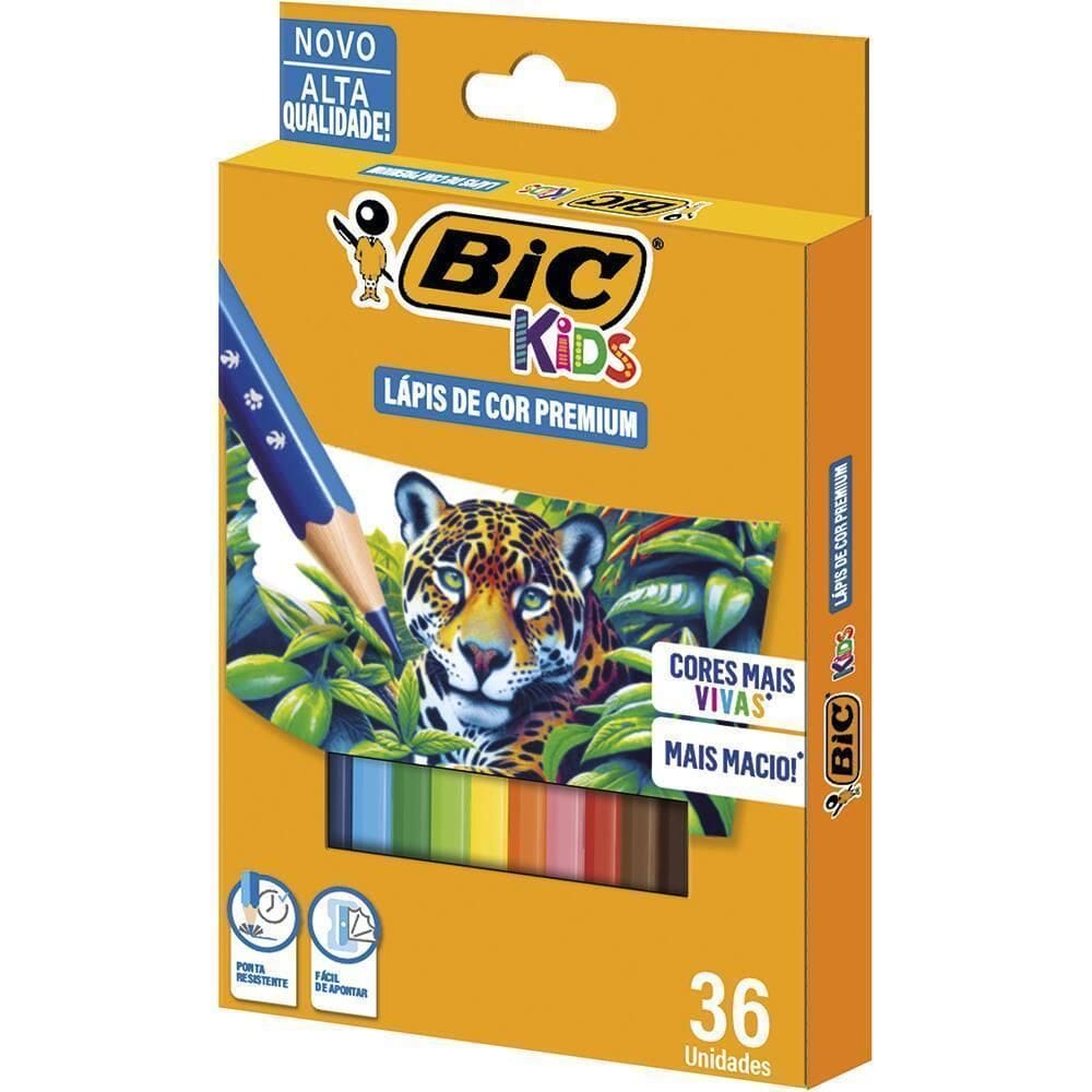 Lápis De Cor Bic 36 Cores Bic Kids Premium, Mais Macio