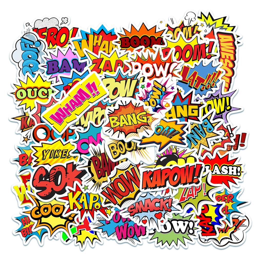 Adesivos Explosions Letters Waterproof Vinyl Anime x50