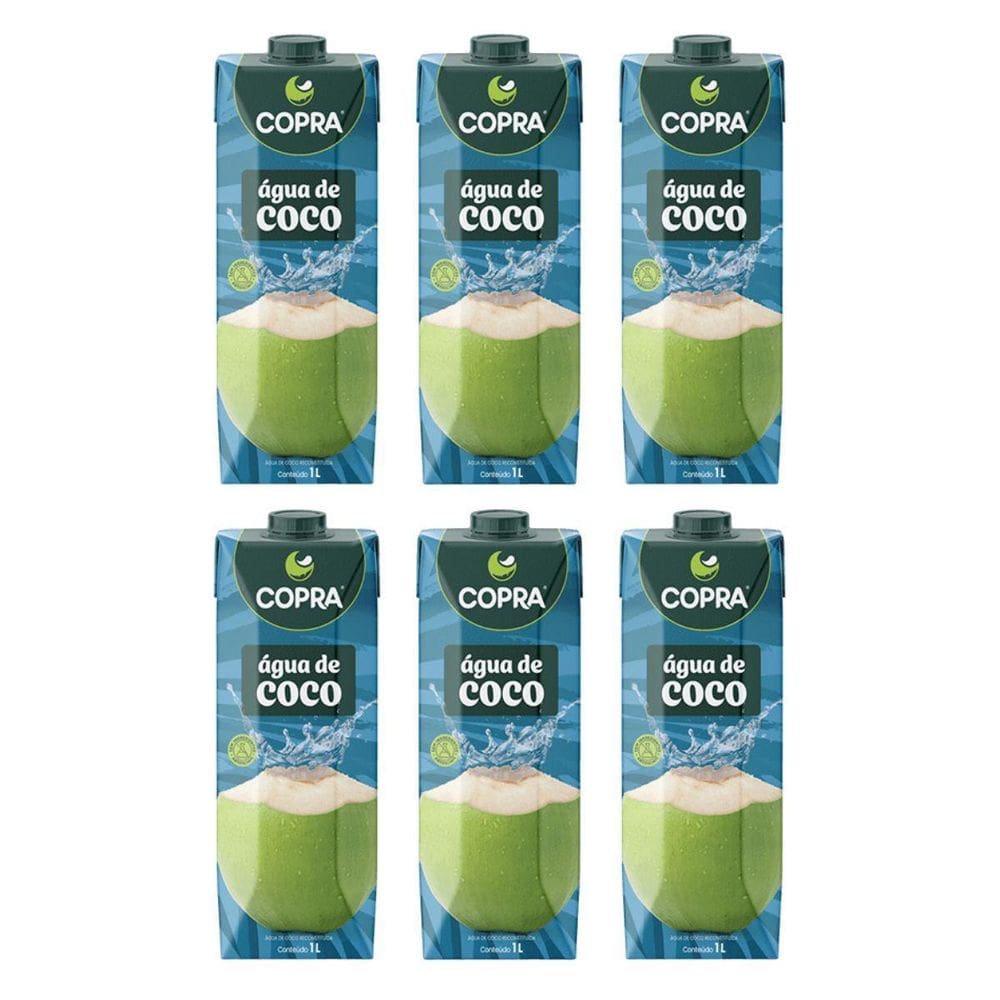 Kit 6 Agua De Coco 1 Litro Bebida Natural Hidratante