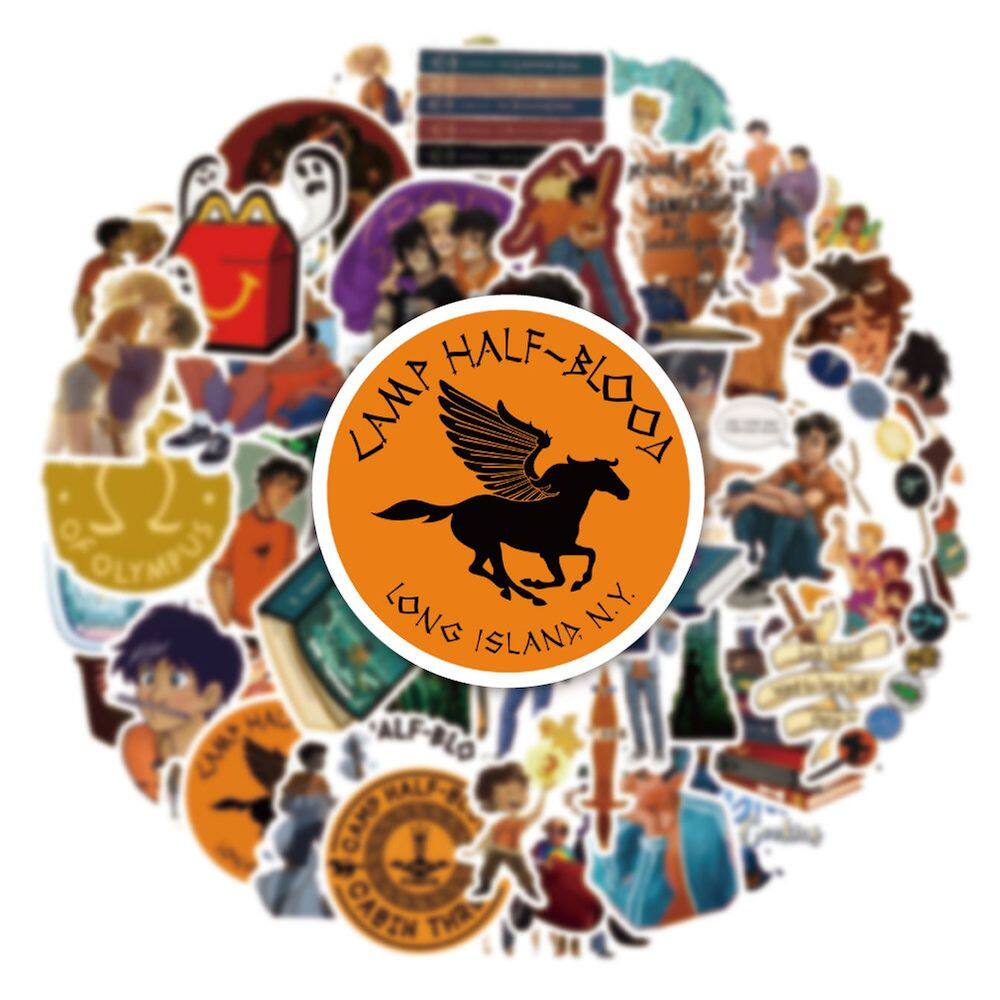 Pacote de adesivos Percy Jackson Anime 50 unidades decorativas de 4 a 8 cm