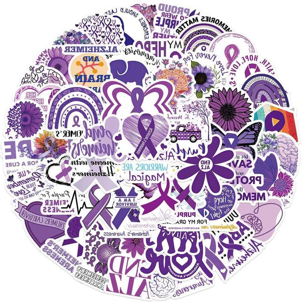 Pacote de adesivos Alzheimers Anime 50 unidades de desenho animado decorativo de 5 a 8 cm