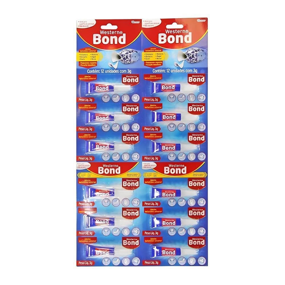 Cartela Super Cola Instantanea Western 3G 12 Unidade