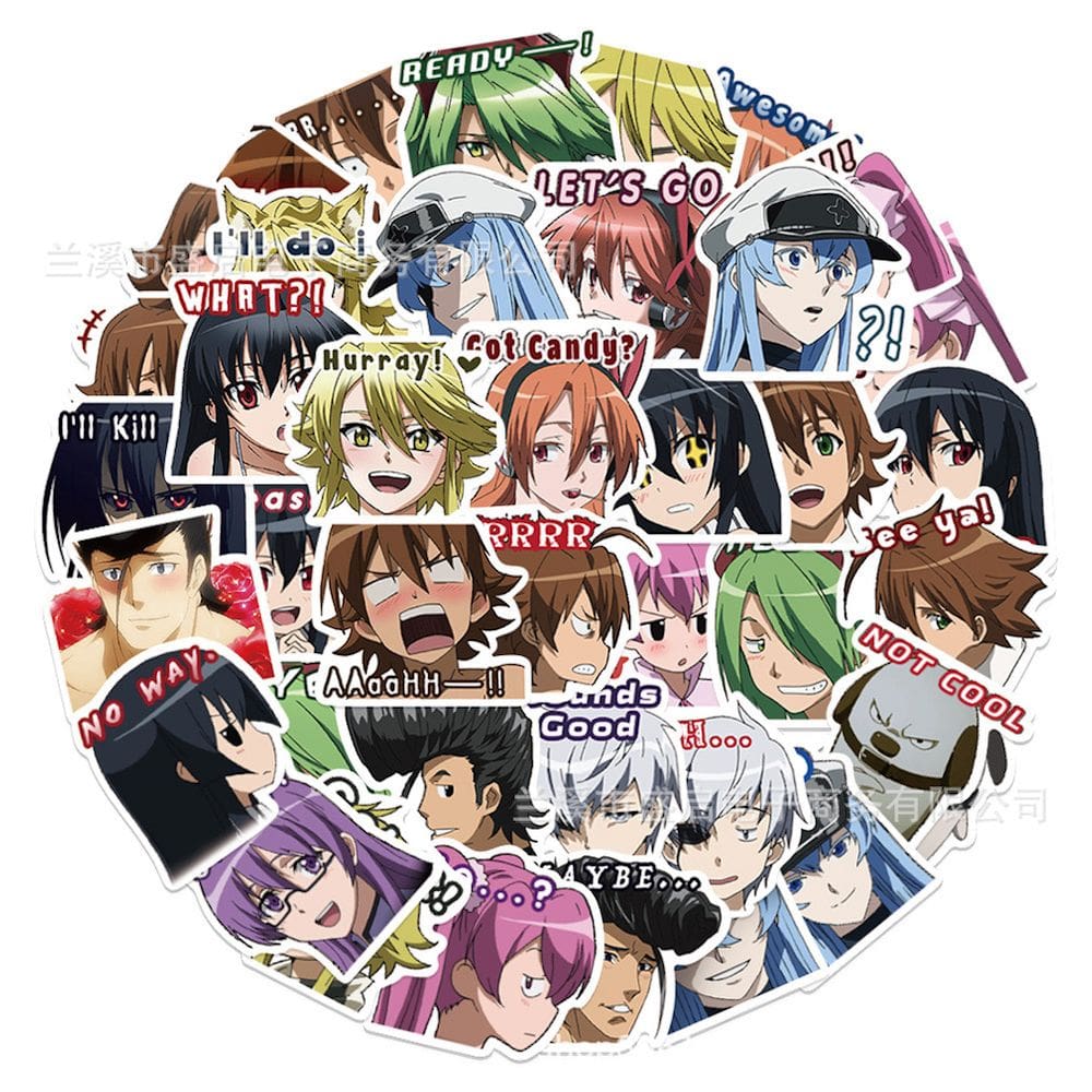 Pacote de 50 peças de adesivos Akames ga Kills Anime