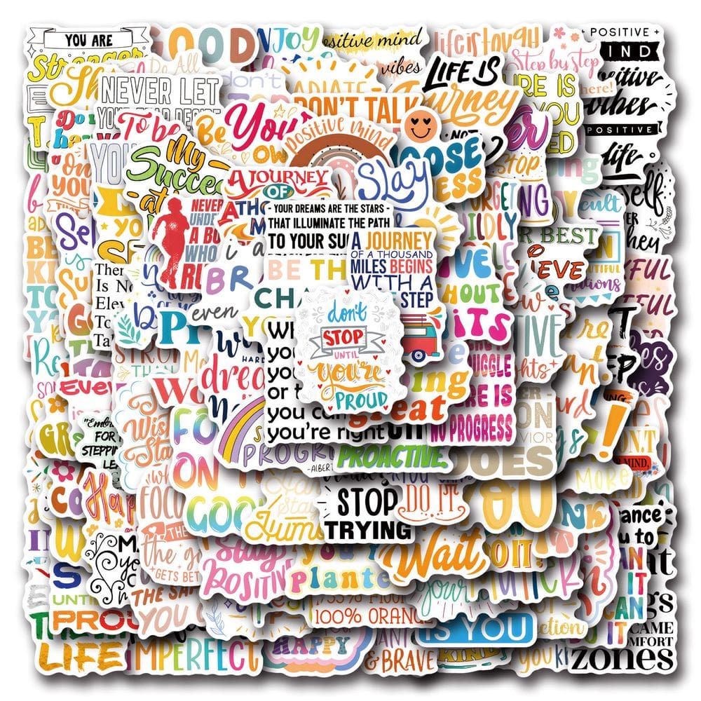 100 peças de adesivos motivacionais inspiradores em inglês para bricolage
