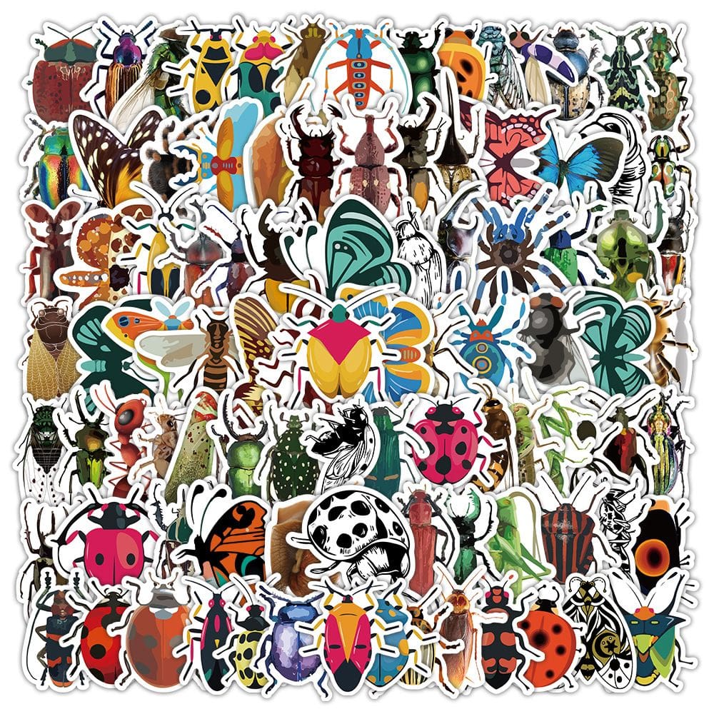 Adesivos 120 unidades/lote da série Insects em vinil impermeável Anime St