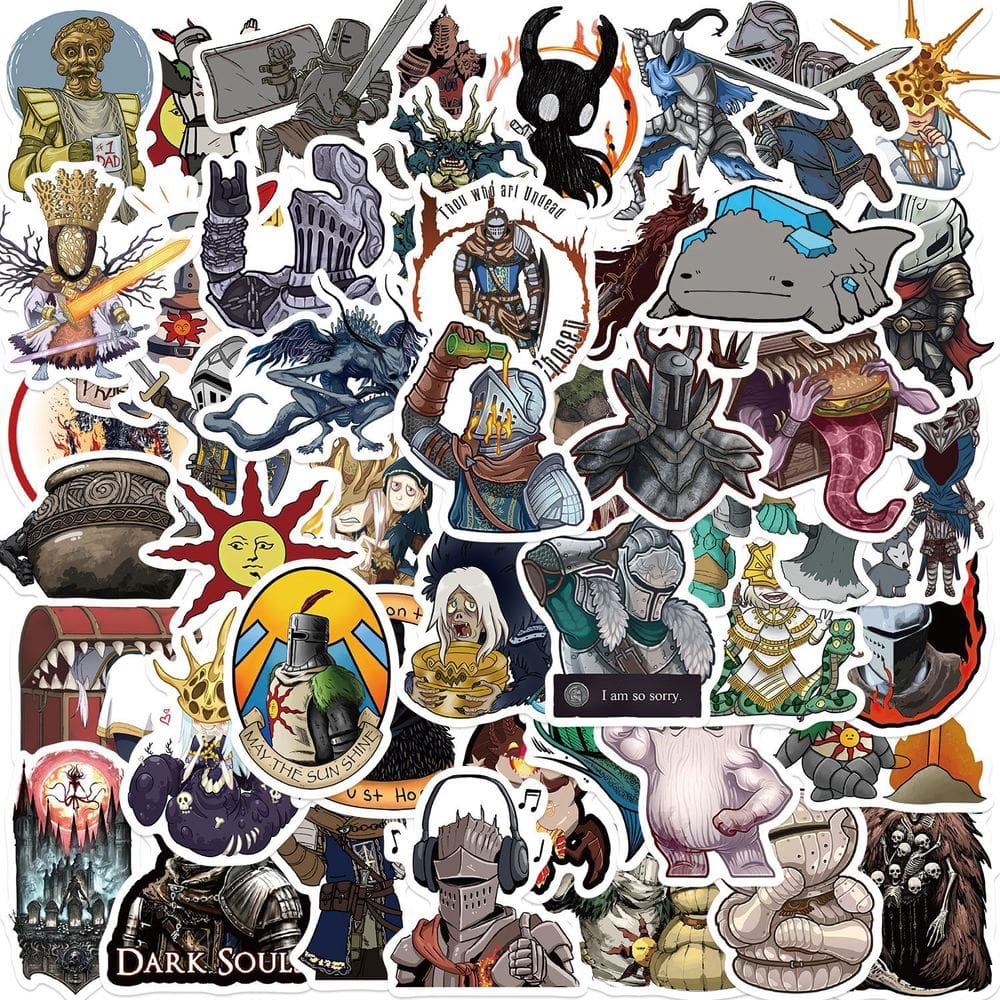 Adesivos Dark Souls, vinil impermeável, anime, 50 unidades