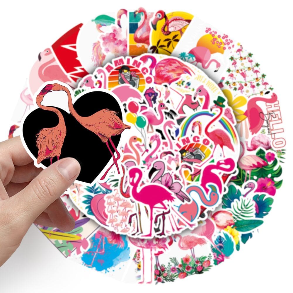 Adesivos Flamingos, vinil impermeável, anime, 50 unidades/lote, 5-7 cm