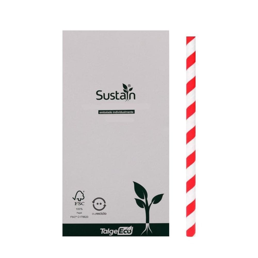 Canudo De Papel Milk Shake 10Mm Branco E Vermelho Sustain