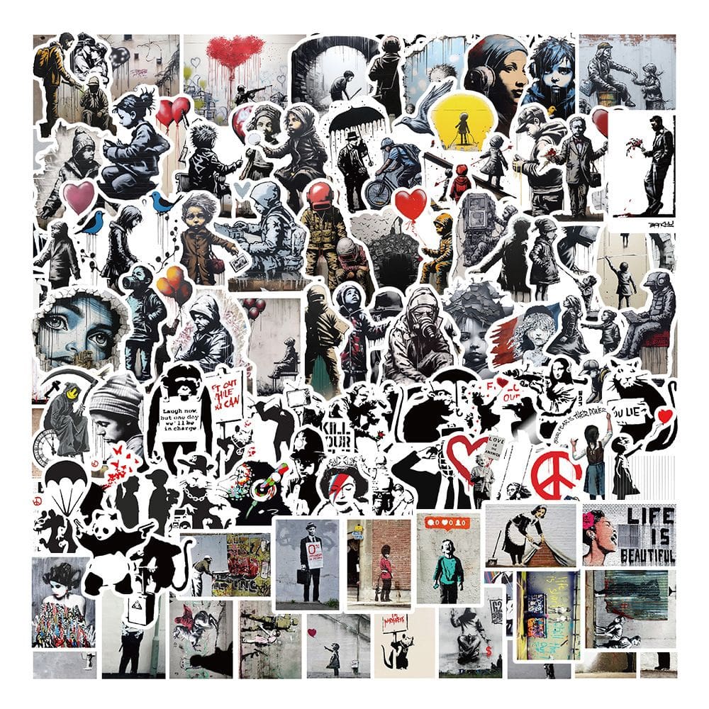 Adesivos Fallout Banksys Styles em vinil impermeável 117 unidades