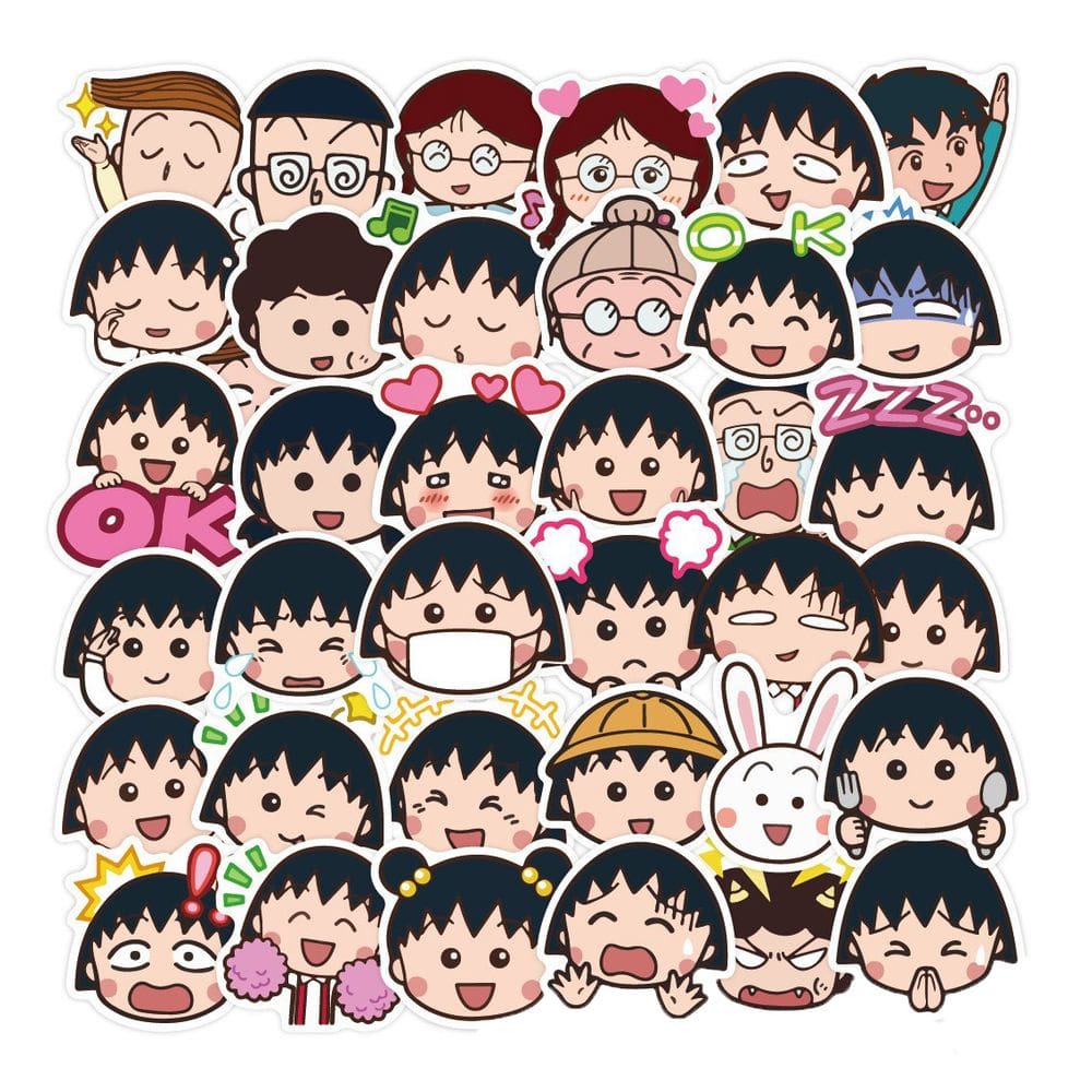 Adesivos Chibis Marukos chans Vinil Impermeável Anime x50