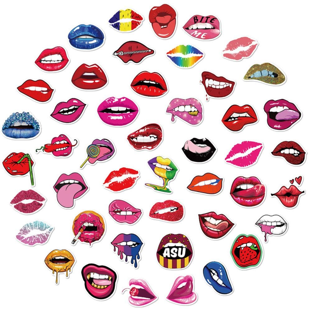 Adesivos, 50 unidades/lote, adesivo de anime em vinil impermeável para lábios sexy