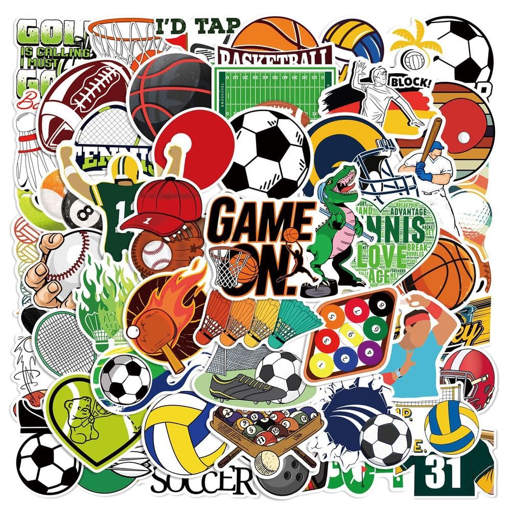 Adesivos, 50 unidades/lote, bolas de futebol, bolas de remo, vinil impermeável
