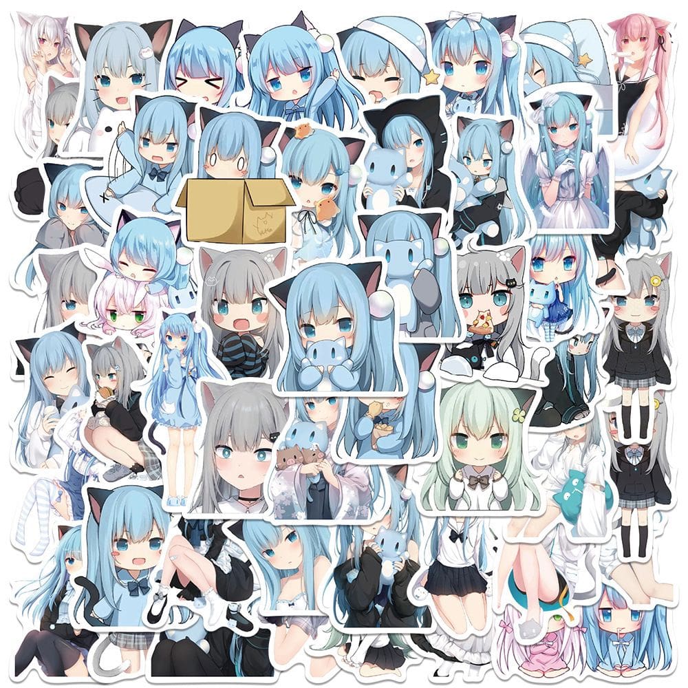 Adesivos Nekohas Shizukus em vinil impermeável Anime S 50 unidades